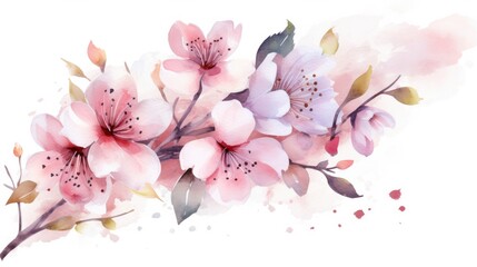decoration Spring flower Watercolor cherry background