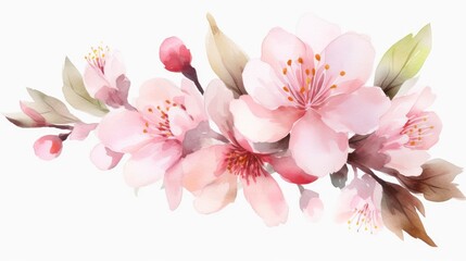 Fototapeta na wymiar decoration Spring flower Watercolor cherry background
