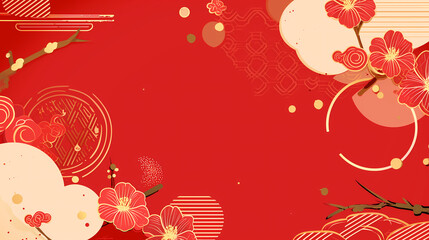 red floral chinese new year background,, banner