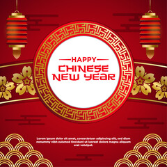 Vector Chinese New Year Festival Celebration Square Template