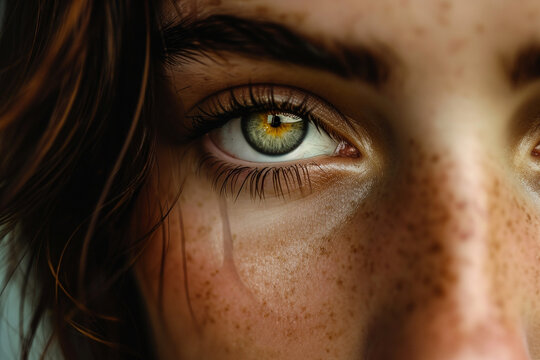 Primer Plano de Ojo con Pecas Generative AI

