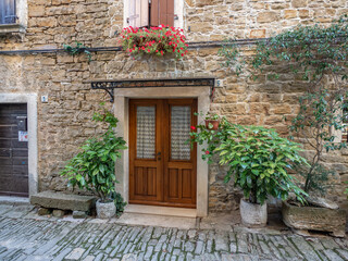 Door and architecture of old city  Motovun
