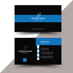 Double-sided creative business card template. modern black and blue business card design
