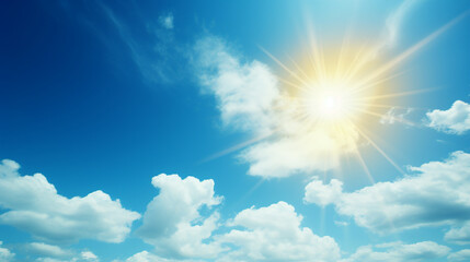 Naklejka na ściany i meble Heatwave Horizon: Bright Sun Dominating the Sky in Hot Summer Weather