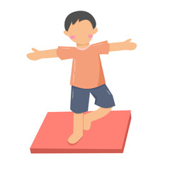 Little Boy Doing Exercise Illustration