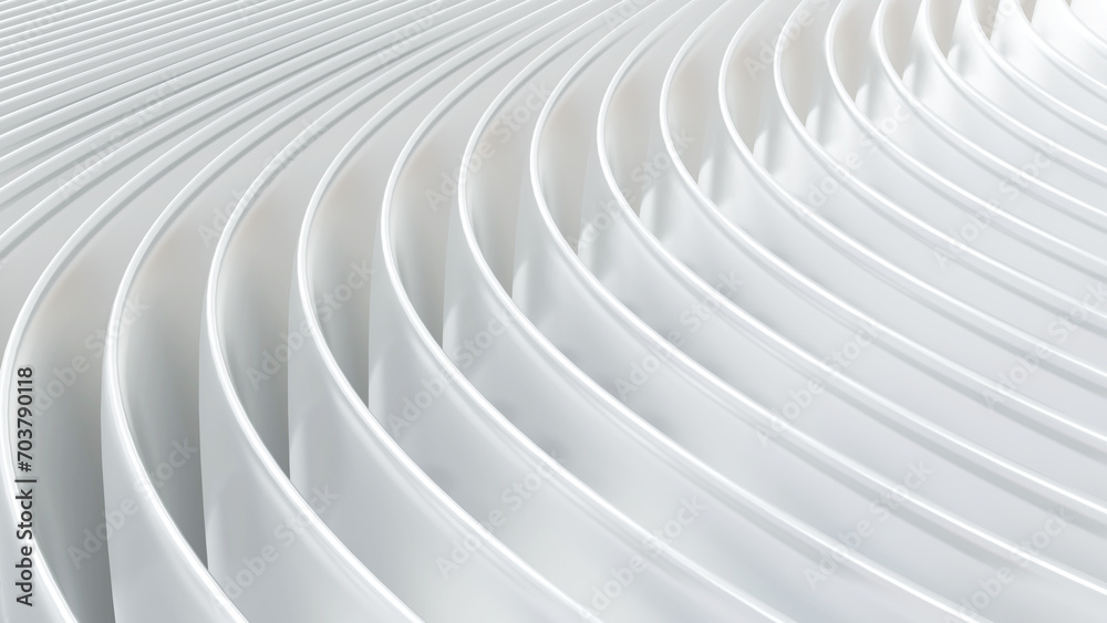 Poster White and gray abstract background stripes 3D wavy pattern, elegant abstract striped pattern wallpaper.