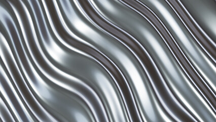 Liquid chrome waves background, shiny and lustrous metal pattern texture, silky 3D  illustration.