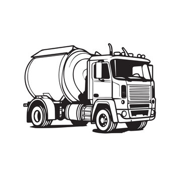 Concrete mixer truck in cartoon, doodle style. Isolated 2d vector illustration in logo, icon, sketch style, Eps 10, black and white. AI Generative