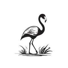 Flamingo in cartoon, doodle style. Isolated 2d vector illustration in logo, icon, sketch style, Eps 10, black and white. AI Generative