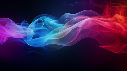 Neon Dreamscape: Colorful Abstract Fog Dancing on a Black Canvas