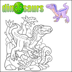 prehistoric dinosaur velociraptor, coloring book