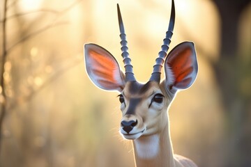backlit impala with sunrays through ears - obrazy, fototapety, plakaty