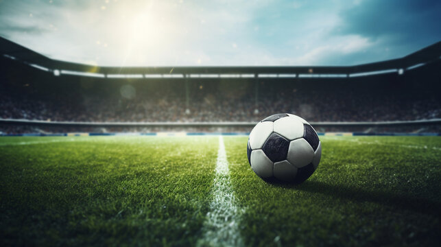 Netted Precision: Soccer Ball in Front of the Goal on Textured Field