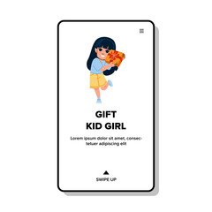 birthday gift kid girl vector. party mom, surprise give, happy box birthday gift kid girl web flat cartoon illustration