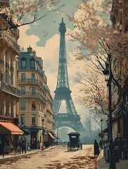 Paris vintage travel postcard