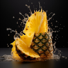 pineapple in water splash