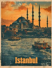 Istanbul vintage travel postcard