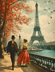 Paris Seine vintage travel postcard