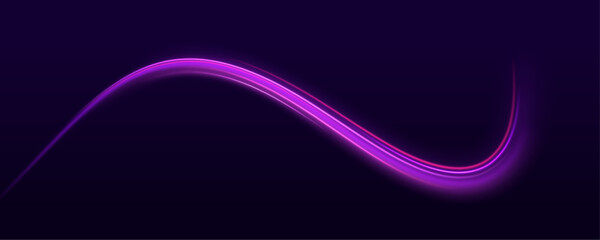 Colored shiny sparks of spiral wave. Curved bright speed line swirls. Vector vortex wake effect. Electric swirl lines, neon light effect. Abstract magic energy waves. - obrazy, fototapety, plakaty