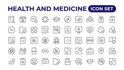 Medical and Health flat icons. Collection health care medical sign icons