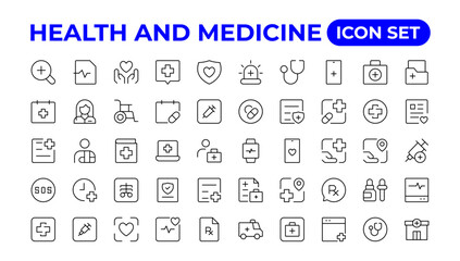 Fototapeta na wymiar Medical and Health flat icons. Collection health care medical sign icons