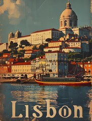 Lisbon vintage travel postcard
