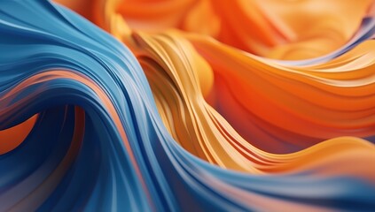 Blue and orange abstract 3D waves