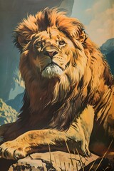 Lion vintage retro illustration