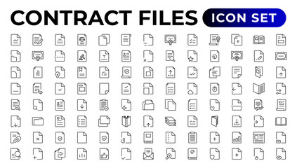 Document line icon set. Files symbol collection.Outline icon collection.