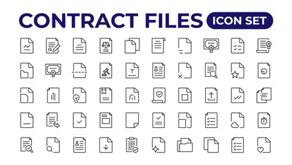 Document line icon set. Files symbol collection.Outline icon collection.
