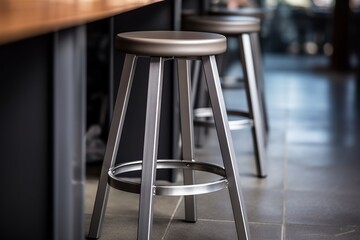 modern steel chair stool closeup minimal stool bar in modern space interior design - obrazy, fototapety, plakaty