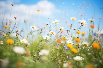 wildflowers scattered around molehills