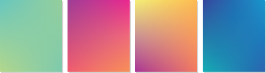 Obraz premium Set of vector gradient backgrounds with grainy texture. For covers, wallpapers, branding, business cards, social media and other projects. You can use the grainy texture for any of the backgrounds.