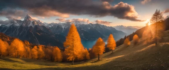 Deurstickers Tramonto Magico- La Serenità delle Alpi © Benedetto Riba