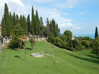 New Athos monastery park panoramic view