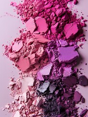 A vibrant explosion of pink and purple cosmetic powders, perfect for beauty and makeup themes