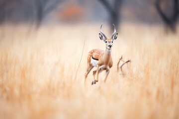 springbok sprinting from predators - obrazy, fototapety, plakaty