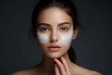 
A young woman takes care of her complexion through a daily facial skincare routine, seen applying a nourishing cream to enhance her skin's radiance and health.