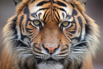 Obraz premium close-up of sumatran tigers face with intense gaze