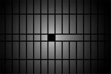 Fotobehang realistic prisoner cage metallic bar door design © starlineart