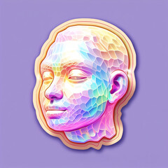 Abstract 3d rendering of a human head with colorful geometric background. male neo-cubism, Holographic shapes, Abstract colorful face, 3d render,