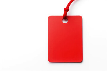Fototapeta premium Mockup, tag. Red tag on a white background. AI generative.