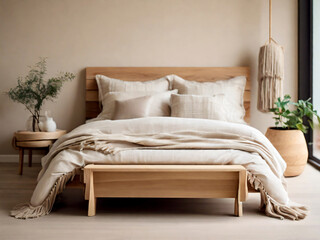 Minimalist home interior design of modern bed room, generative ai