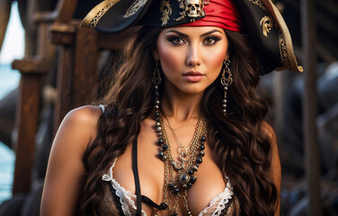 Beautiful pirate woman