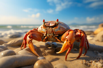 Sandy Dance: Crab in Peach Hues