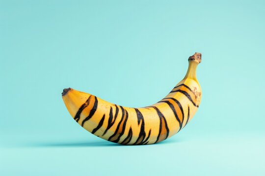 Banana with tiger stripes. AI generative art