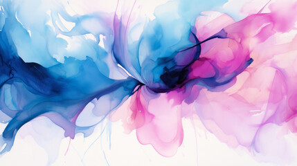 Fototapeta na wymiar A colorful abstract painting made of blue and pink liquid paint