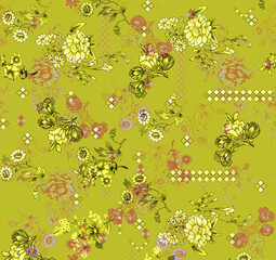 seamless floral pattern with butterflies