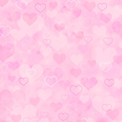 水彩のハート　背景素材　淡いピンク　ハート柄　おしゃれ　エレガント　ギフト　正方形