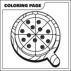 coloring page of pepperoni pizza vector illustration, clip art pizza